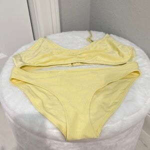 EUC Women’s Aerie Light Yellow Ribbed Bikini